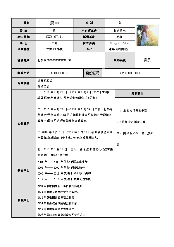 3093_个人简历  - 销售拓展简历模板